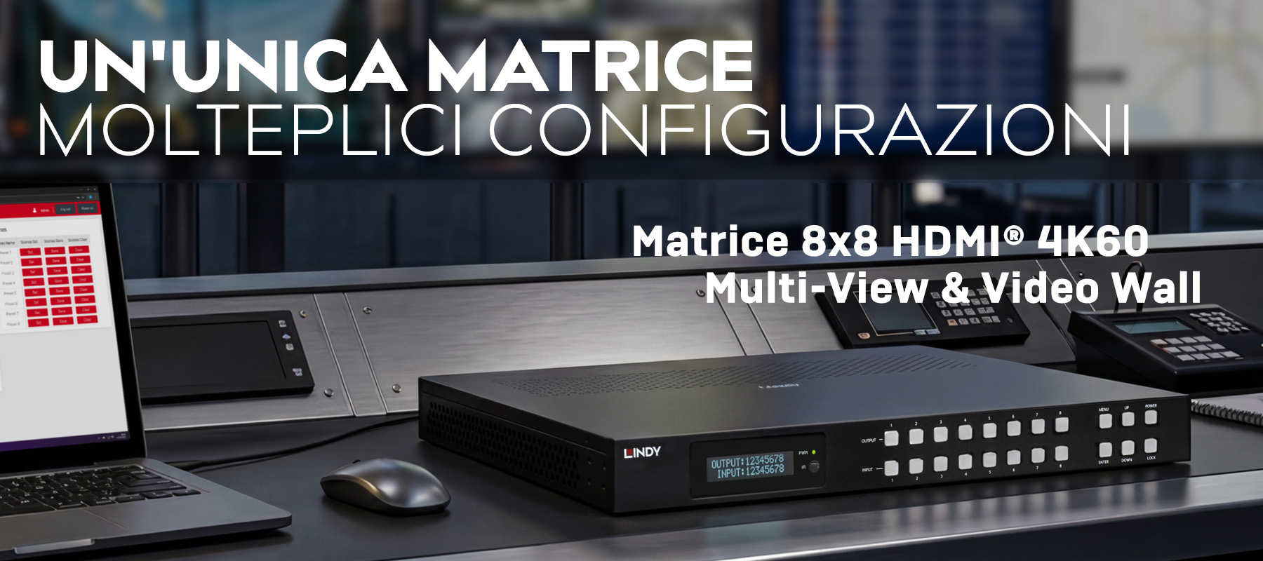 8x8 HDMI&reg; 4K60 Seamless Multi-View Matrix with Video Wall Scaling