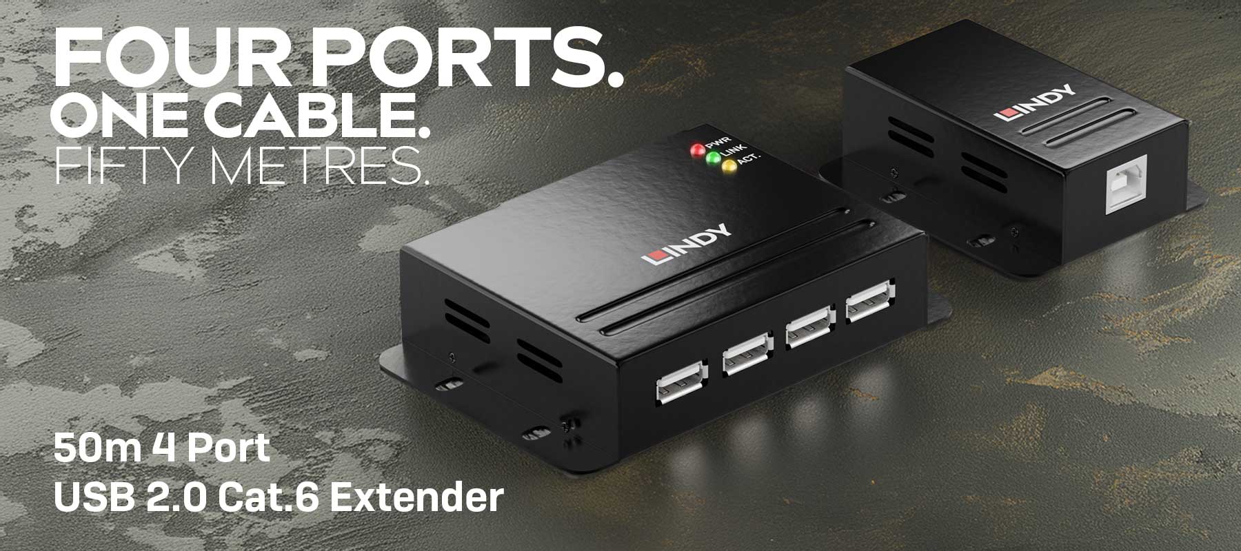 Lindy 50m 4 Port USB 2.0 Cat.6 Extender