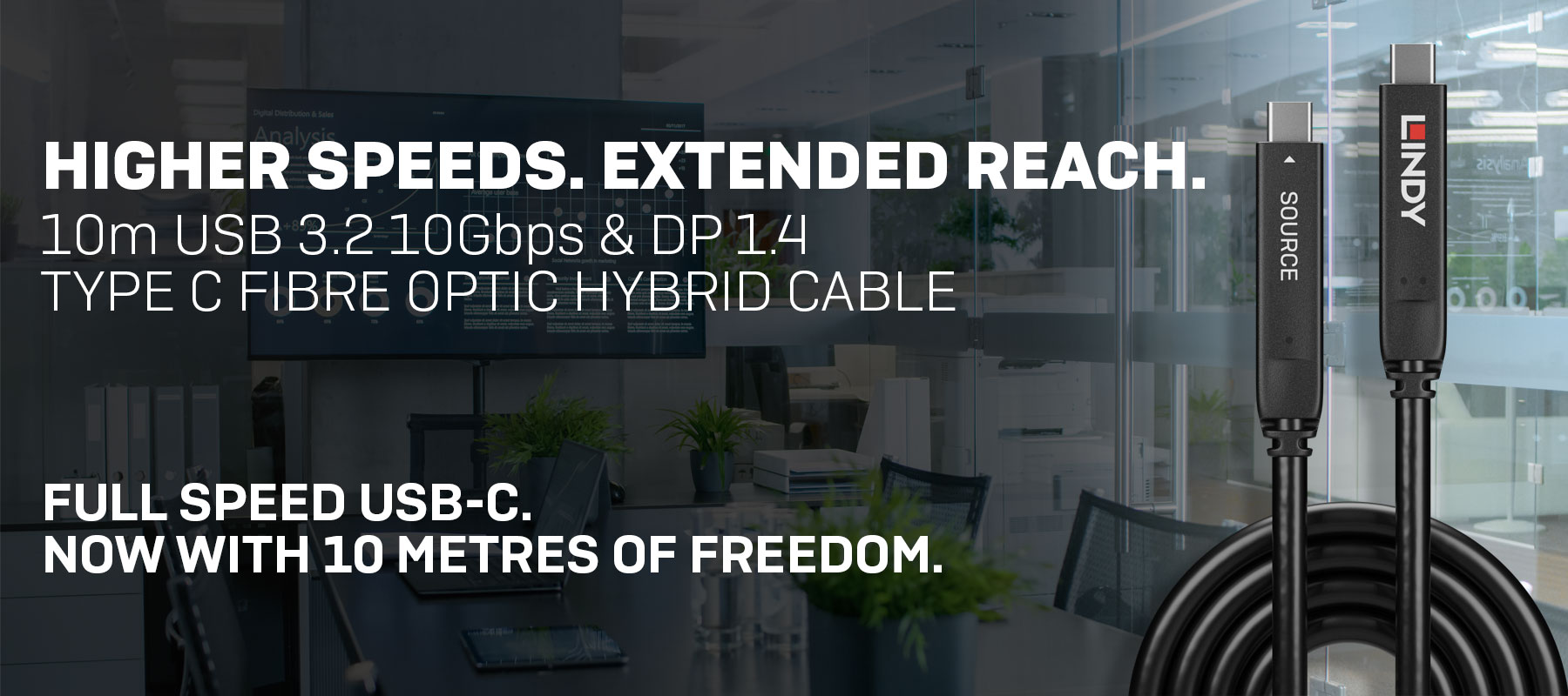 Lindy 10m USB 3.2 Gen 2 & DP 1.4 Type C Hybrid Cable